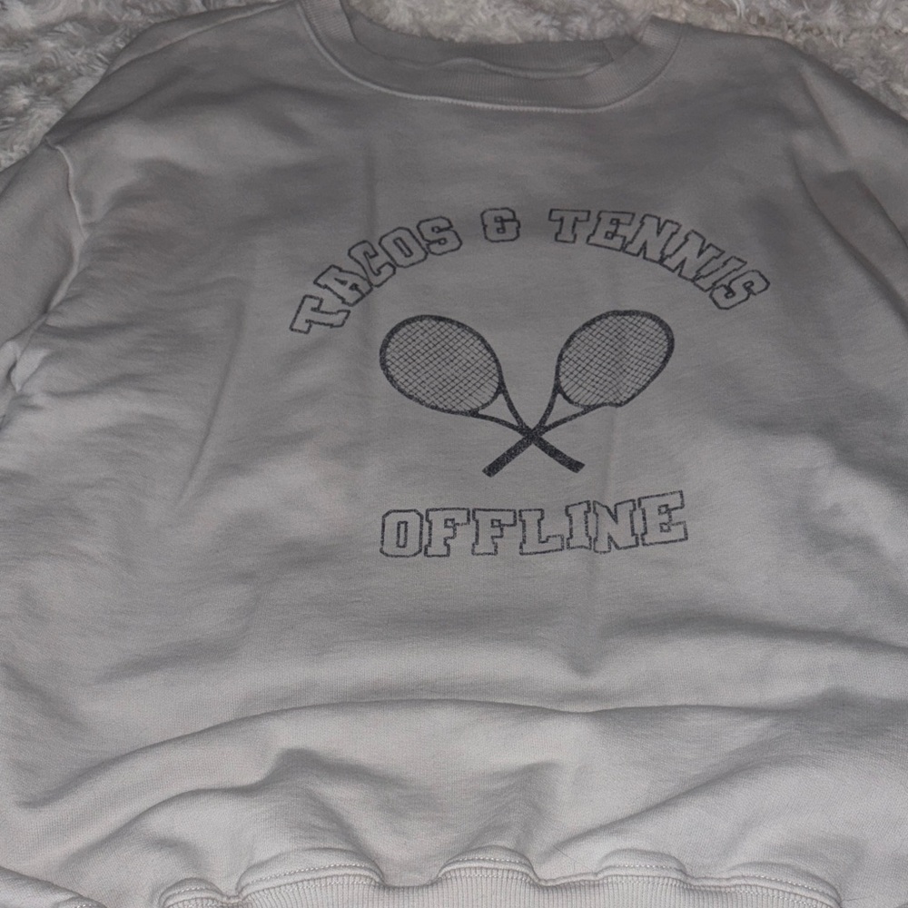 Aerie White Tacos & Tennis Sweatshirt